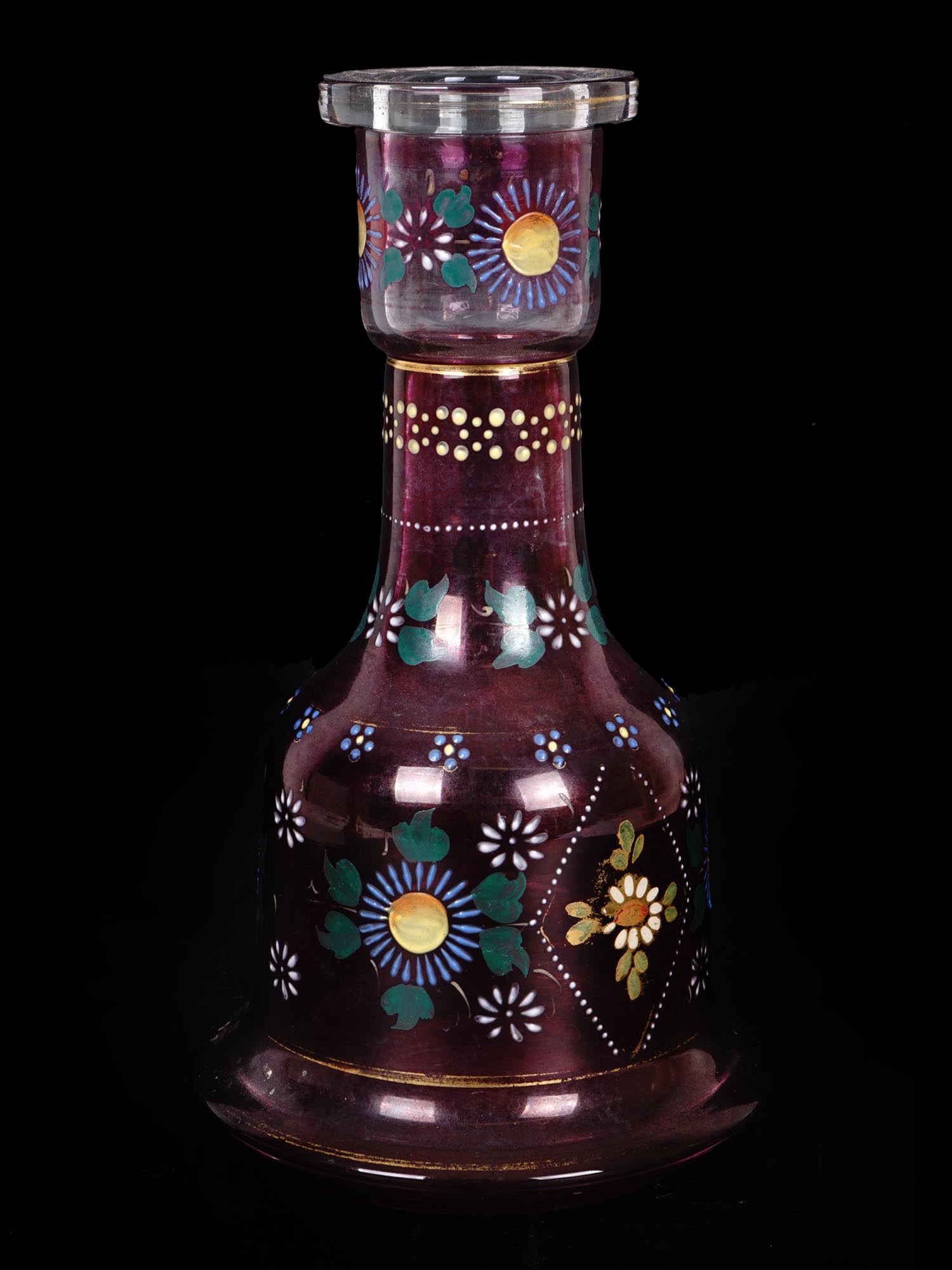 THREE BOHEMIAN AND OPALINE GLASS ENAMELED VASES PIC-3